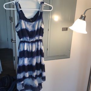 High low blue and white dress